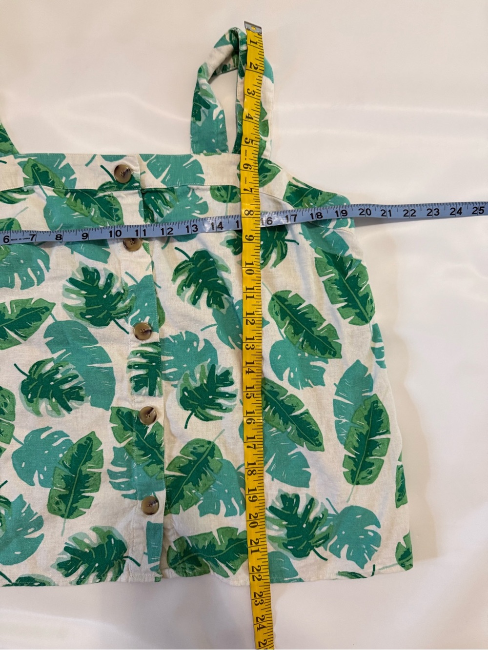 J.Crew Green Leaf Print Button-Front Women’s linen blend  Tank Top size large - Picture 10 of 10